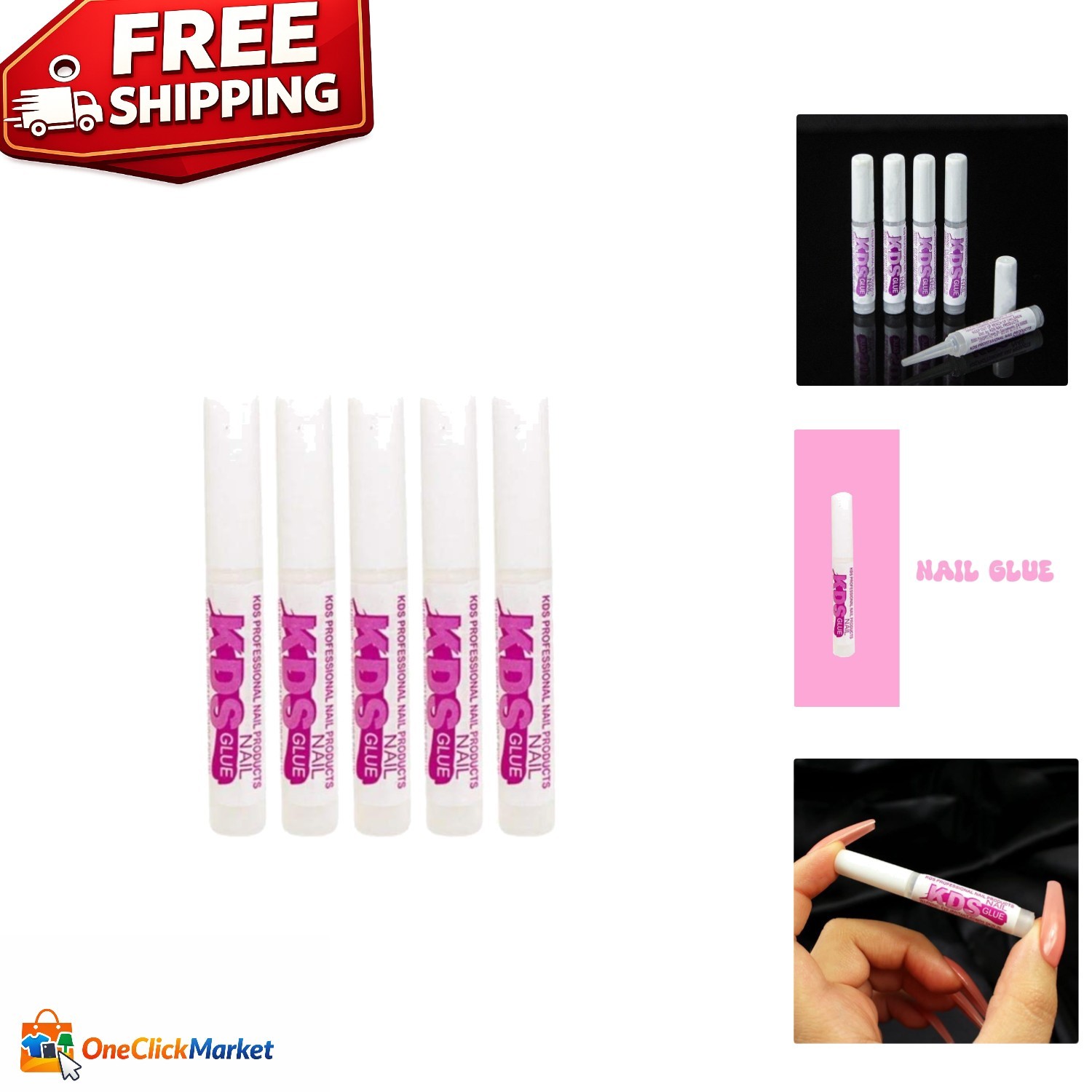 Clear Nail Tip Glue – 5 Pcs Fast Drying Adhesive for Plastic Applications