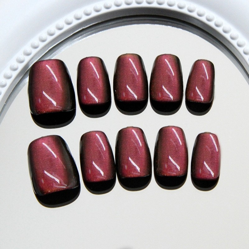 30pcs Press on Nail Cats Eye Short on Nail False Nail for Stylish Look