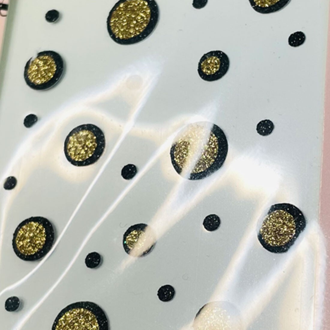 Textured Point Nail Stickers Gold Circles 3D DIY Sparkle Made in Korea Craft