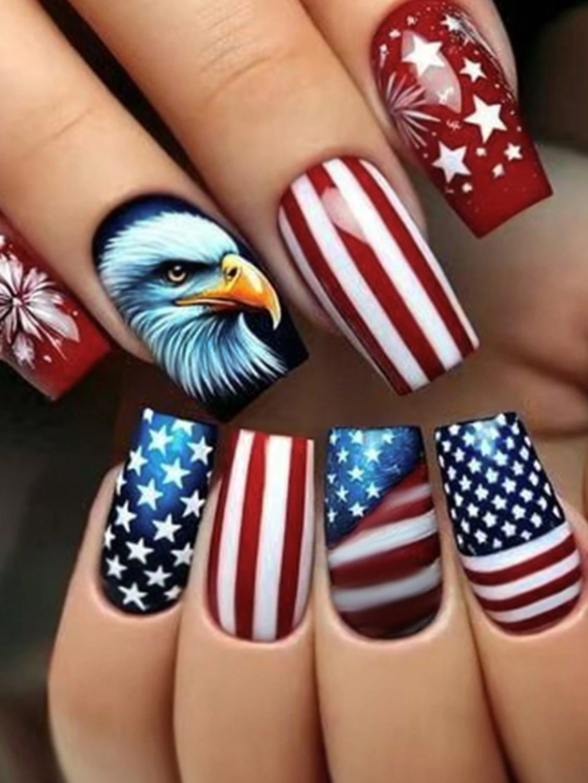 False Nails 24pcs Set American Eagle