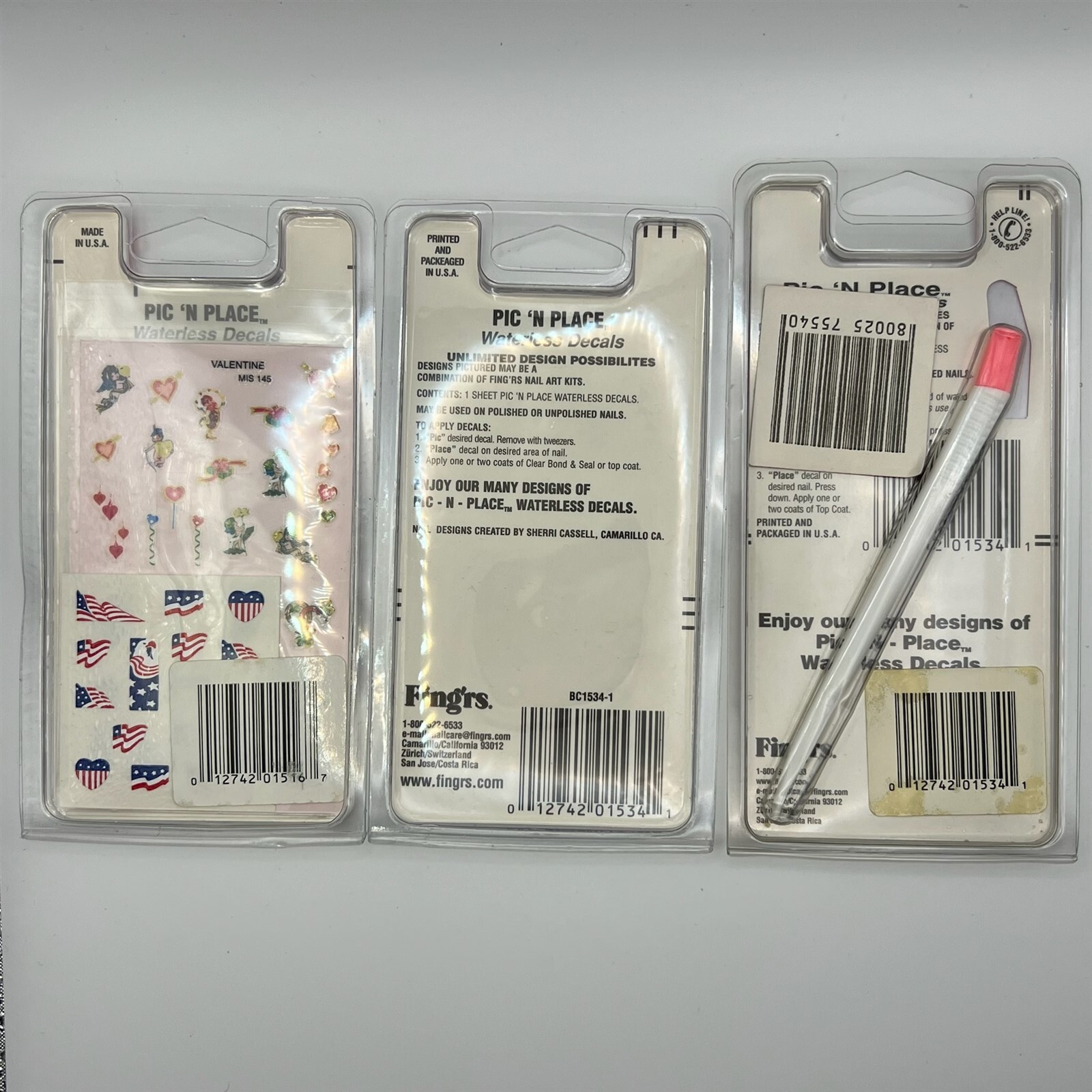 Fing’rs Nail Art Pic ‘N Place Waterless Decals Holiday 1516 & Butterflies 1534