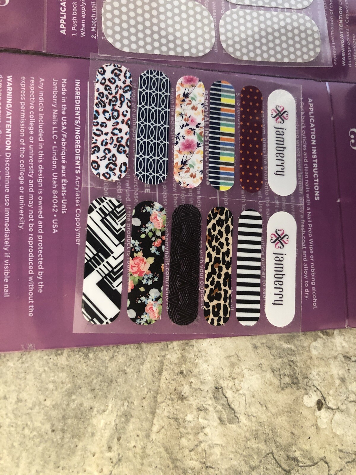 Jamberry Nails NEW Full Sheet Gray And White Polka Dot Bonus Mixed Sample Sheet