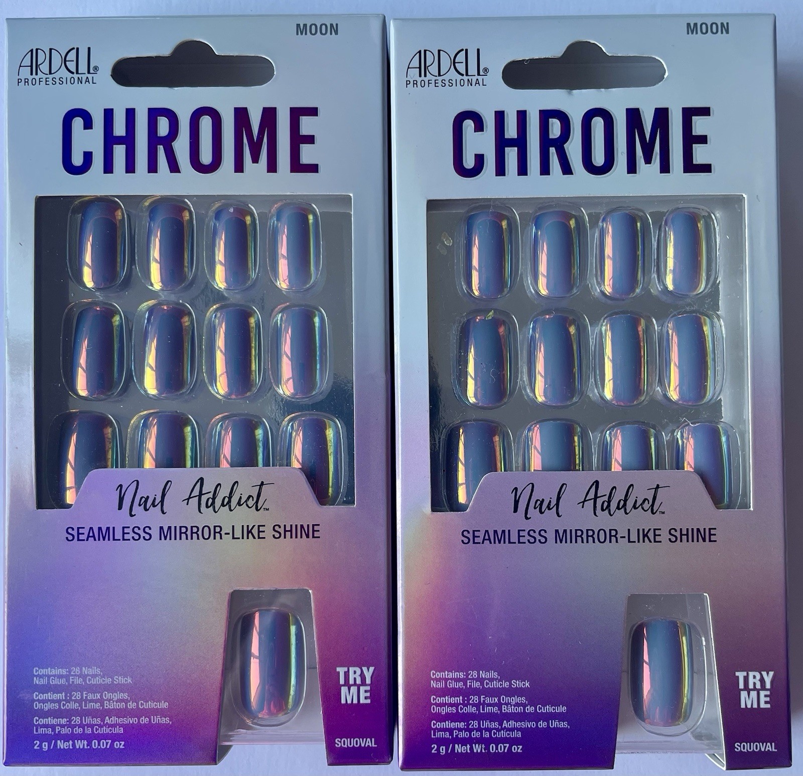 ARDELL Chrome Nail Addict Seamless Mirror Like Shine MOON-28 Nails (2 Pack)