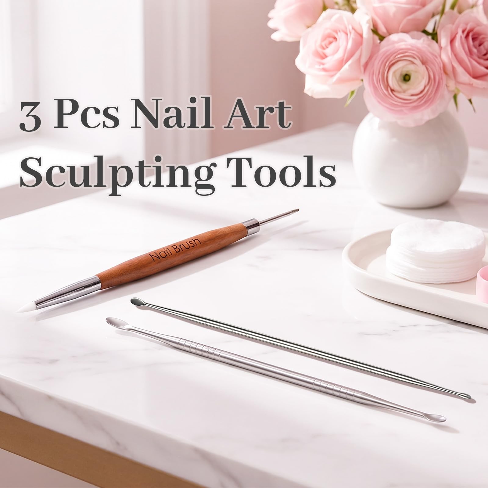 3Pcs Dual Ended Nail Art Sculpting Pens,Nail Carving Dotting Tools,Reusable 3…