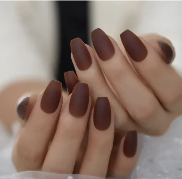 LoveOurHome 480 Piece Press on Nails Matte Square.black,mauve,chocolate,beige.NI