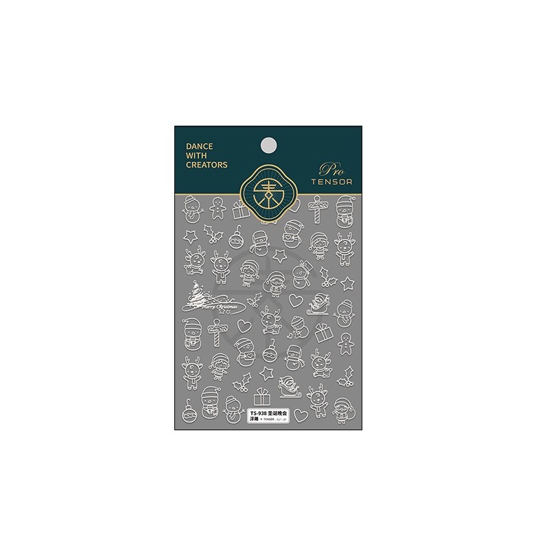 Christmas Line Art Nail Stickers – Cute Holiday Designs (373)