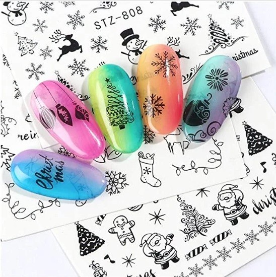 Christmas Nail Art Water Decals: Santa, Snowman, Reindeer(Group 1)