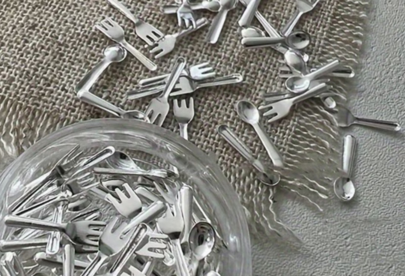 15 Pcs silver, tiny spoons forks Charm Cute 3D Decoration DIY Mini Designs