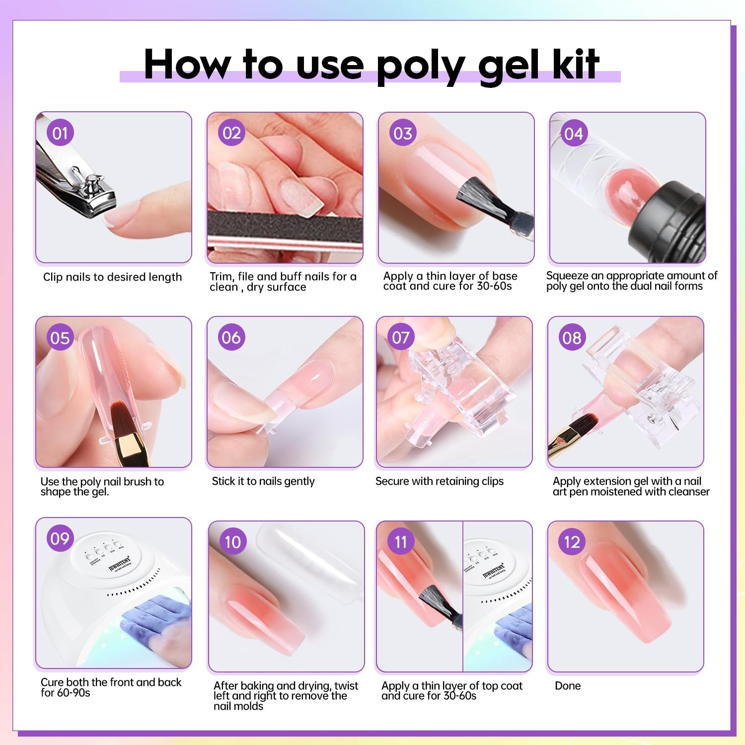 All-in-One Poly Gel Nail Kit with 27 Gel Polish Colors