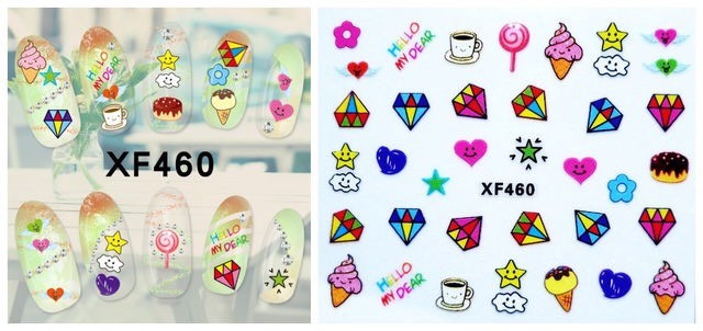 3D Nail Sticker Cartoon Unicorn My Little Pony Bear Piggy Cake Peel & Stick