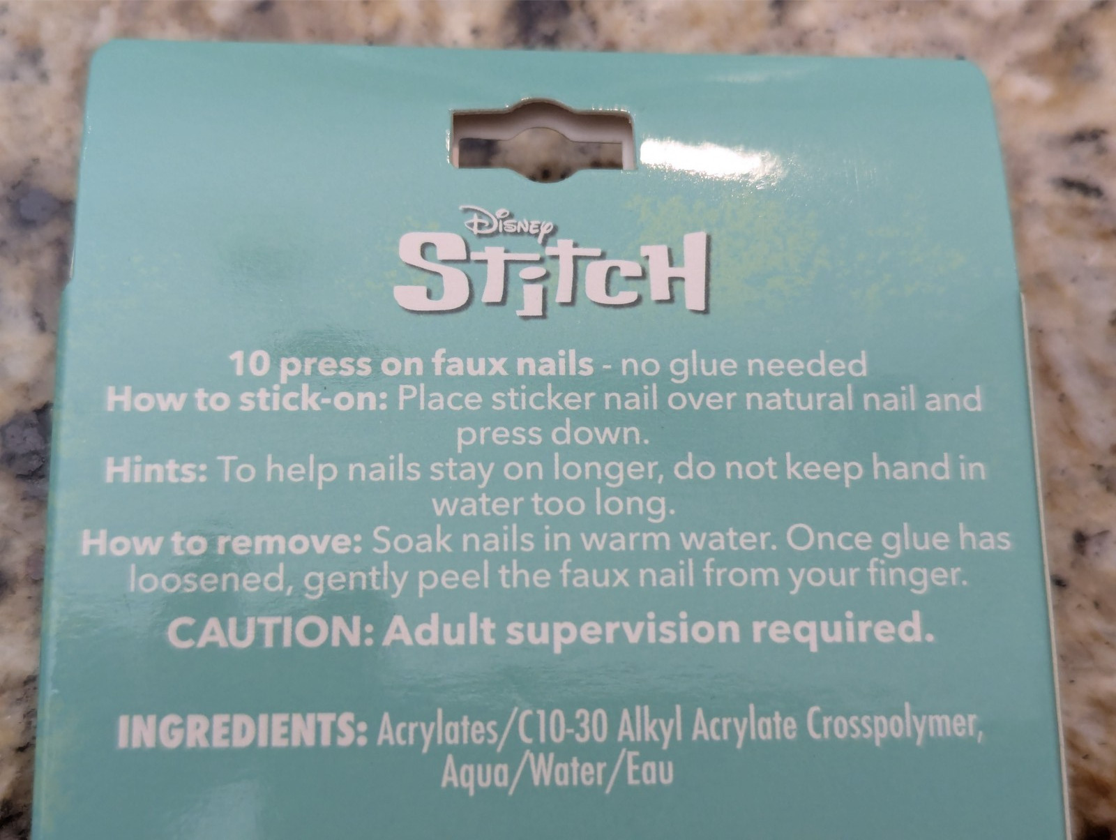 Claire’s Girls Faux Nails Stitch Blue Green Pink 10ct