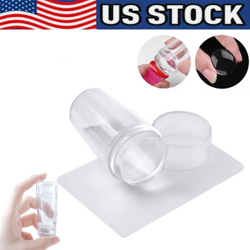 Silicone Head Nail Stamp Set with Scraper French Nail Art Template DIY Tool