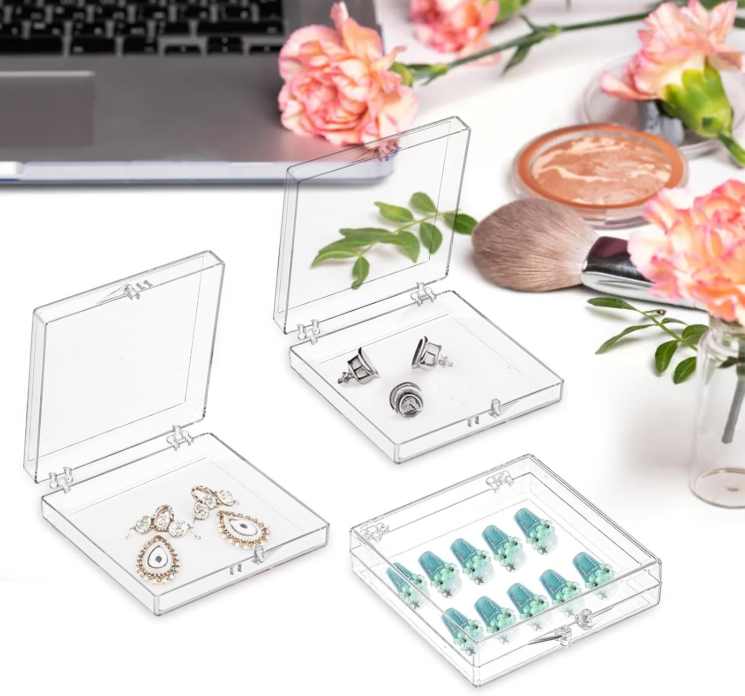 30 Pack Press on Nails Box, Clear Acrylic Press on Nail Storage Packaging Case,