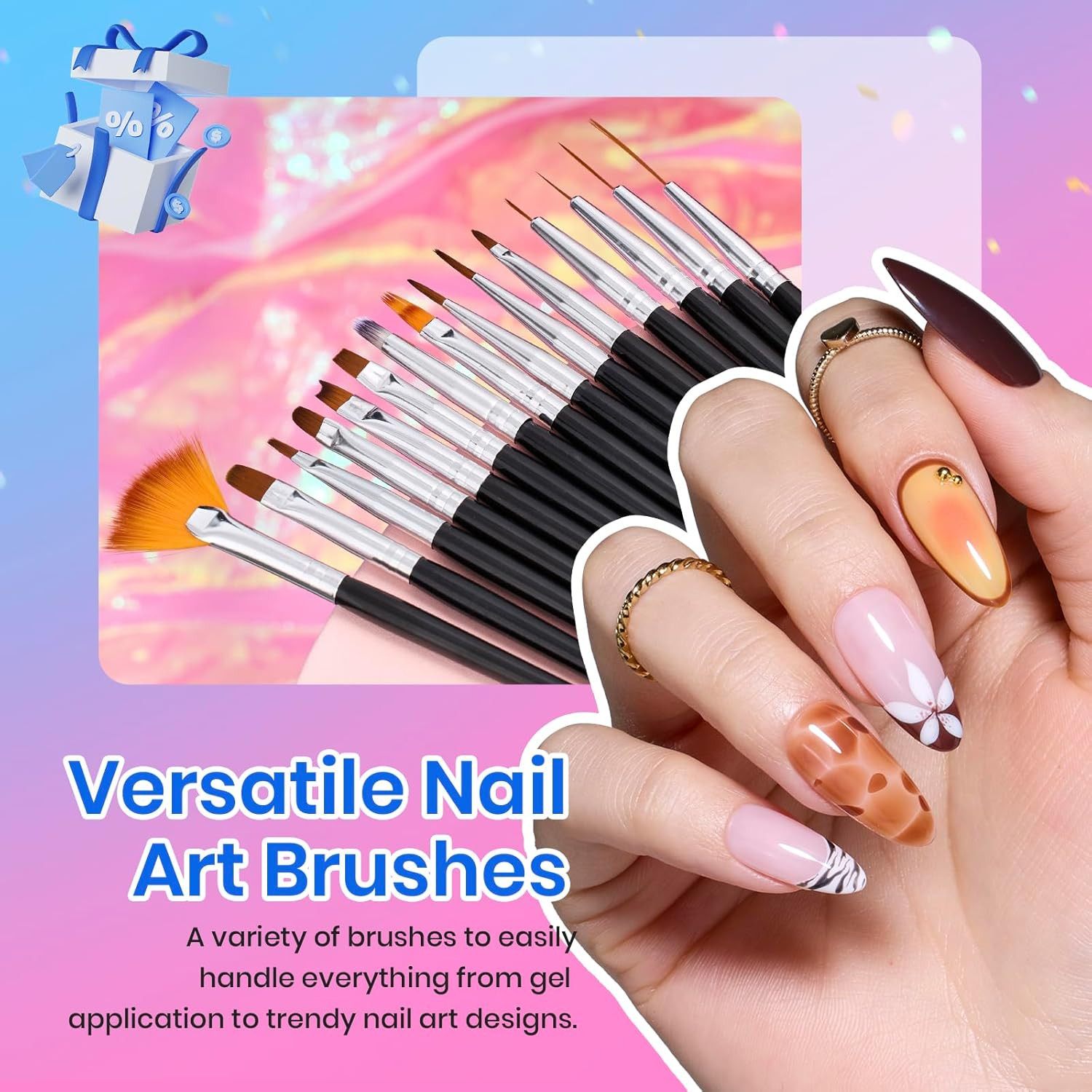 Beetles 31Pcs Nail Art Brushes, Dotting Tools, Nail Art Pens, Dust Brush, Stripi