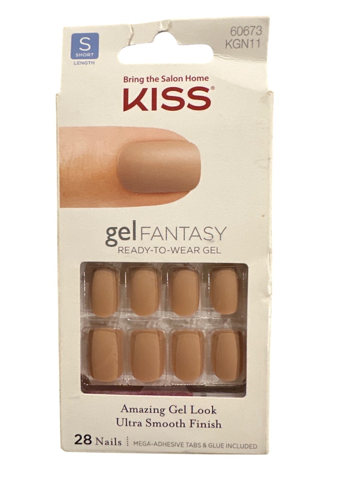Kiss Gel Fantasy 28 Nails Short Square Matte Beige Ultra Smooth Finish Neutral