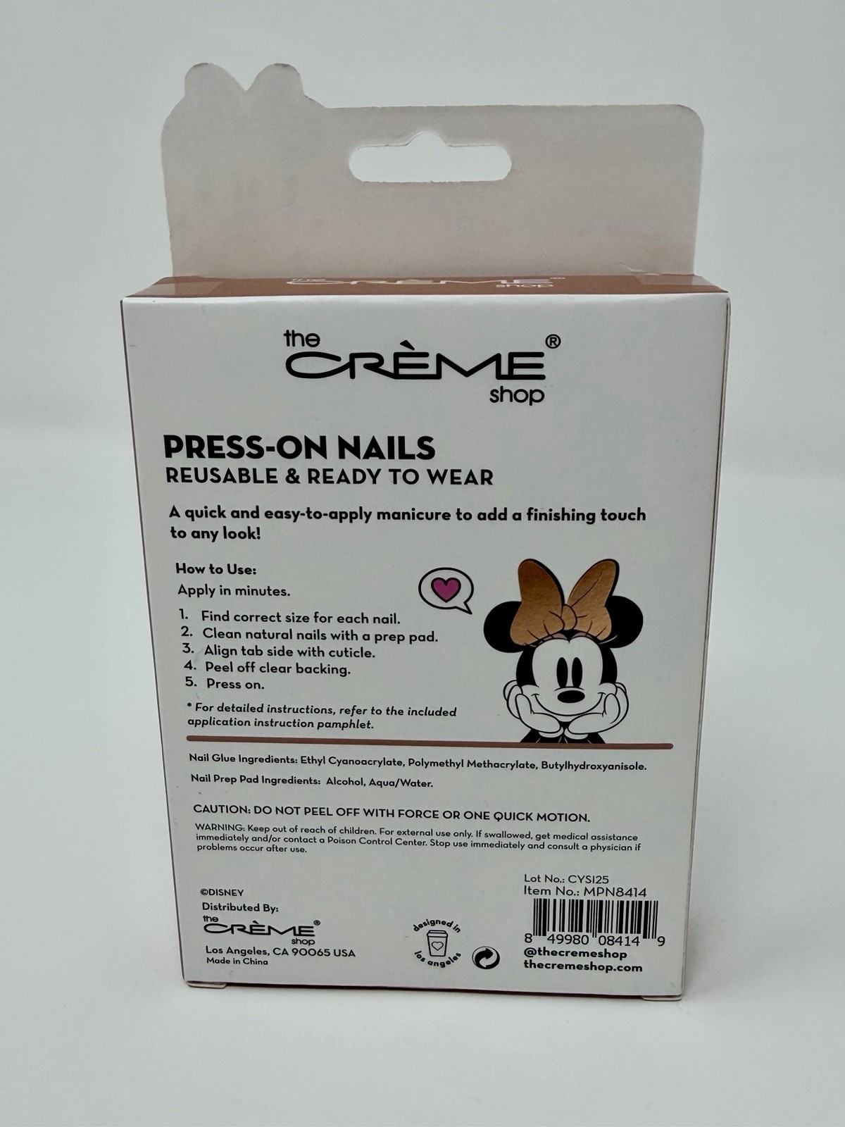 The Crème Shop Disney Minnie Mouse Press-On Nails Medium Almond Gel Effect Pink