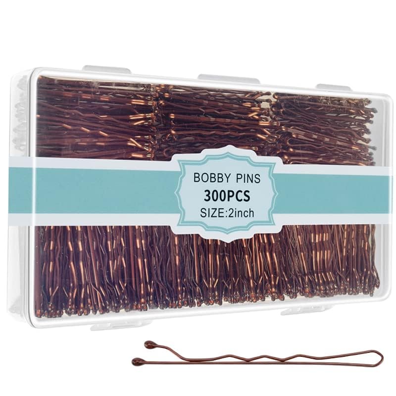 300 Pcs Bobby Pins Brown, EWAGOA Hair for 1 Count (Pack of 300), Brown