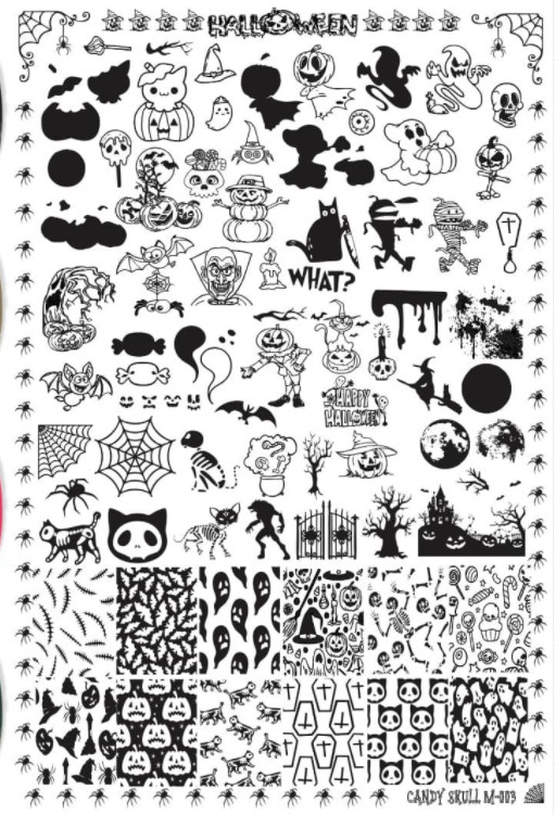 Candy Skull Stamping Plate Nail Art Accessories large and small plates