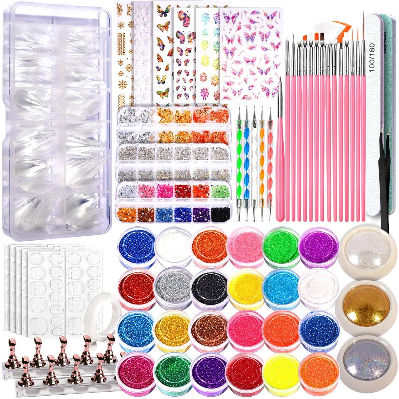 Kit de decoración de uñas, kit de uñas acrílicas, herramientas para uñas con pun