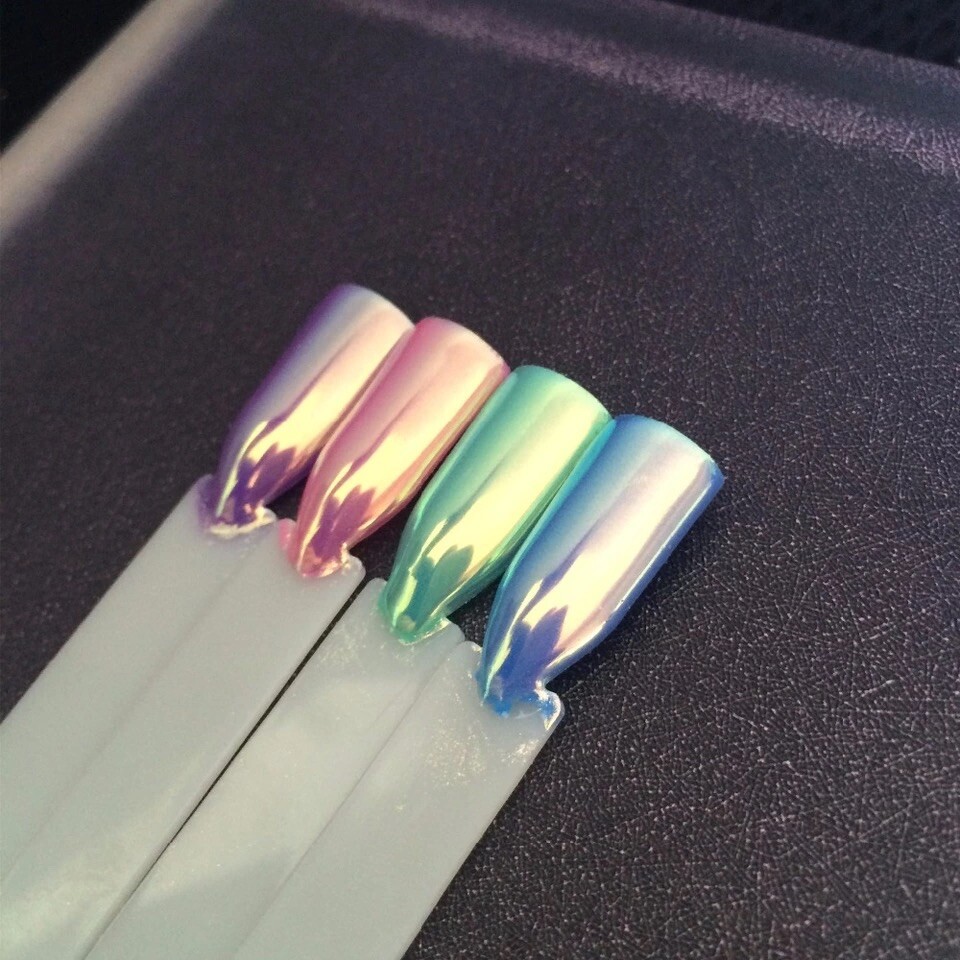 AURORA CHROME UNICORN NAIL POWDER Mermaid AB MIRROR Effect RAINBOW Crystal (um)