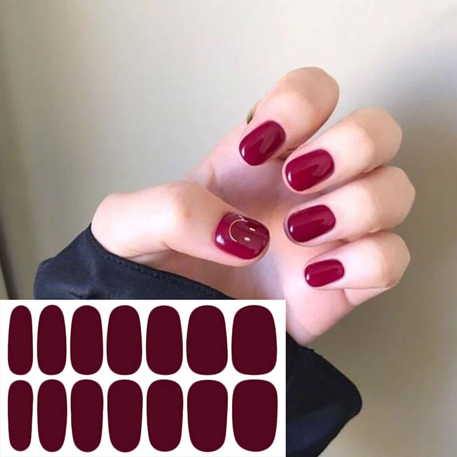 20 Sheets Dark Solid Color Series Nail Polish Strips Stickers with Nail File Sel