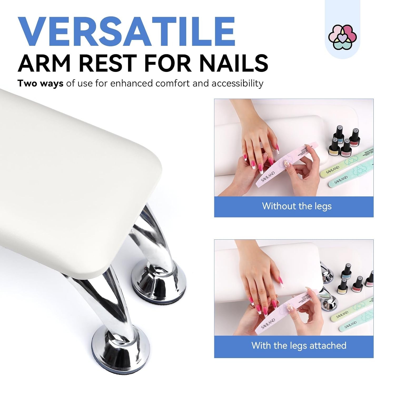 SAVILAND Arm Rest for Nails Tech Professional: 15.7″ Full-Length Nail Arm Rest f