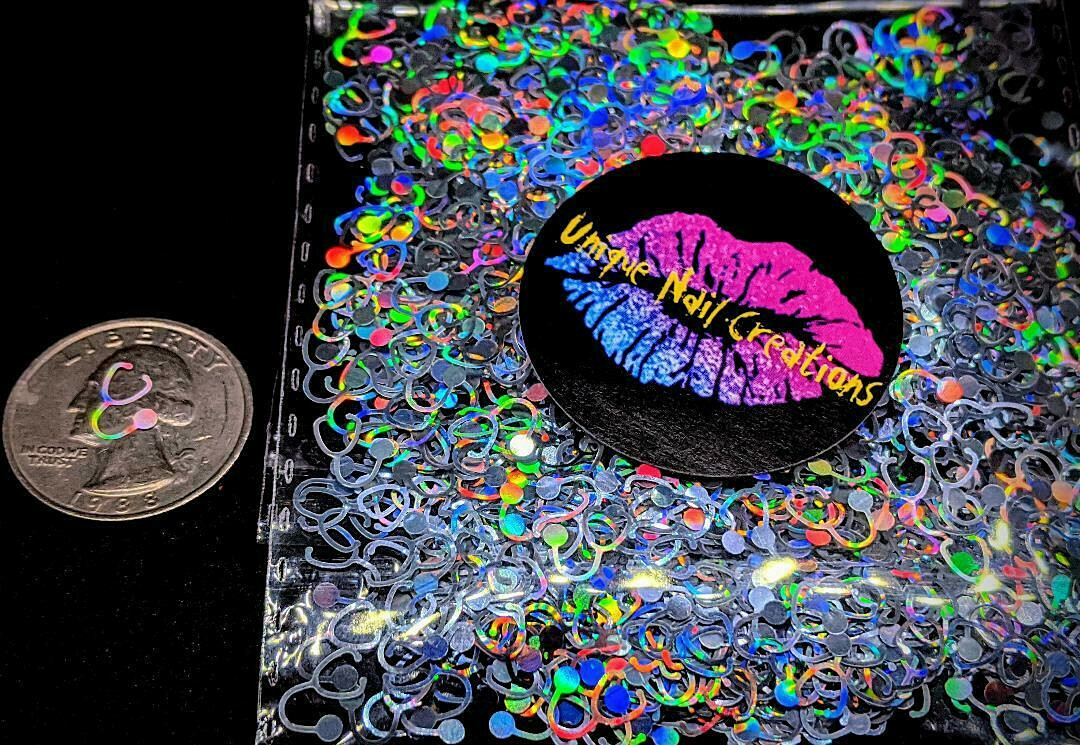 STETHOPOPE 8MM HOLOGRAPH SILVER GLITTER~Nail•Acrylic•Gel•Body Art•Face•Festival