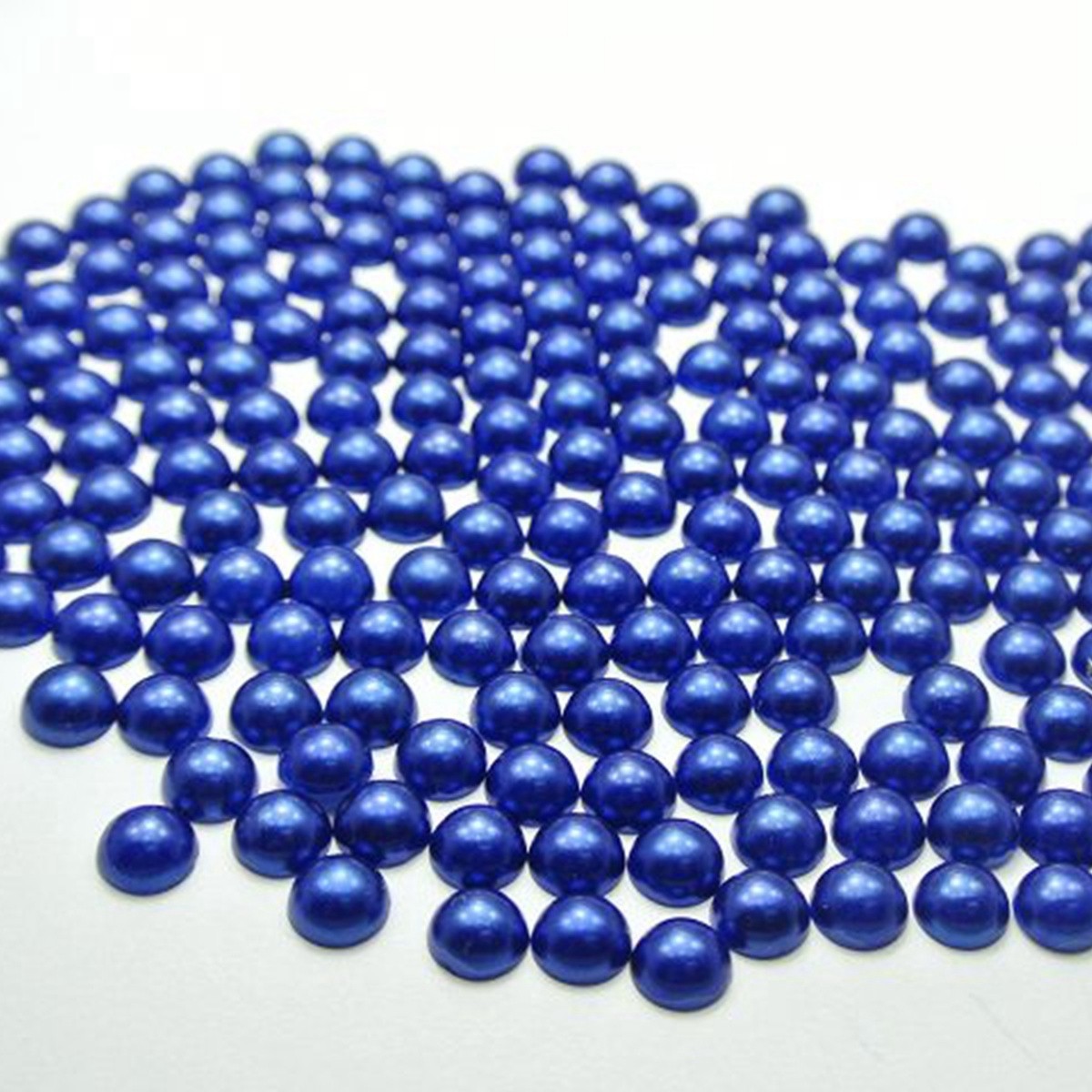 2000 Royal Blue Acrylic Half Pearl Bead 4mm Flat Back Scrapbook Flatback Nail