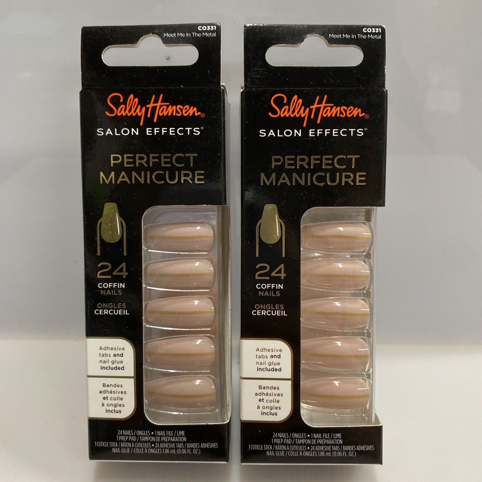 2 pack – Sally Hansen Perfect Manicure Meet Me in the Metal 24 nails in ea, Nude