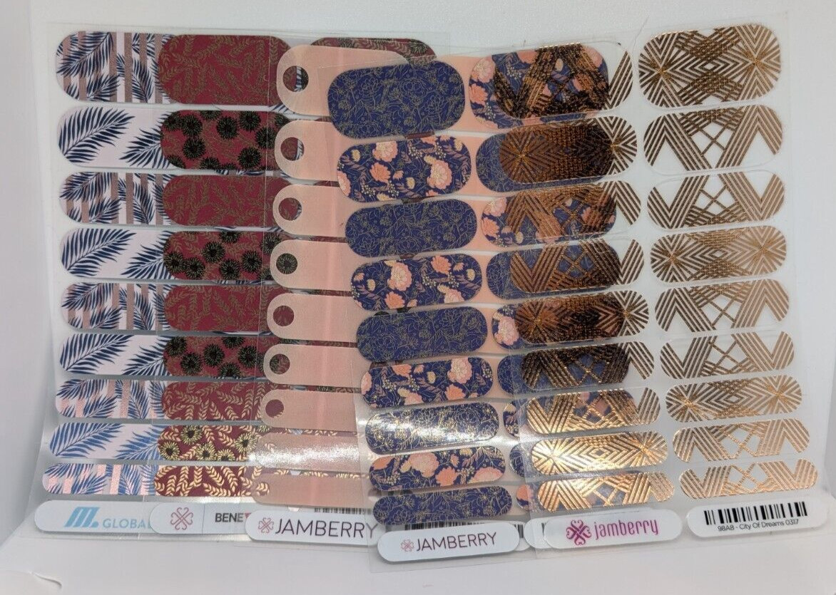 Jamberry Nail Wraps Full Sheets – Copper Gold Blush Floral Mood Lot of 5