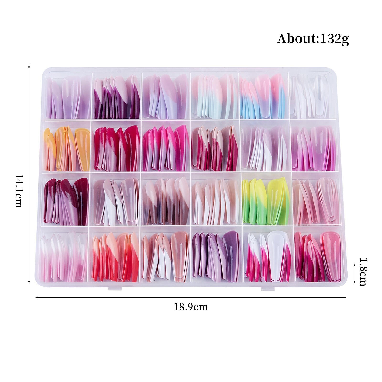 288pcs/Box Mix Colorful Acrylic False Nail Art Tips French Shape Press On Nails