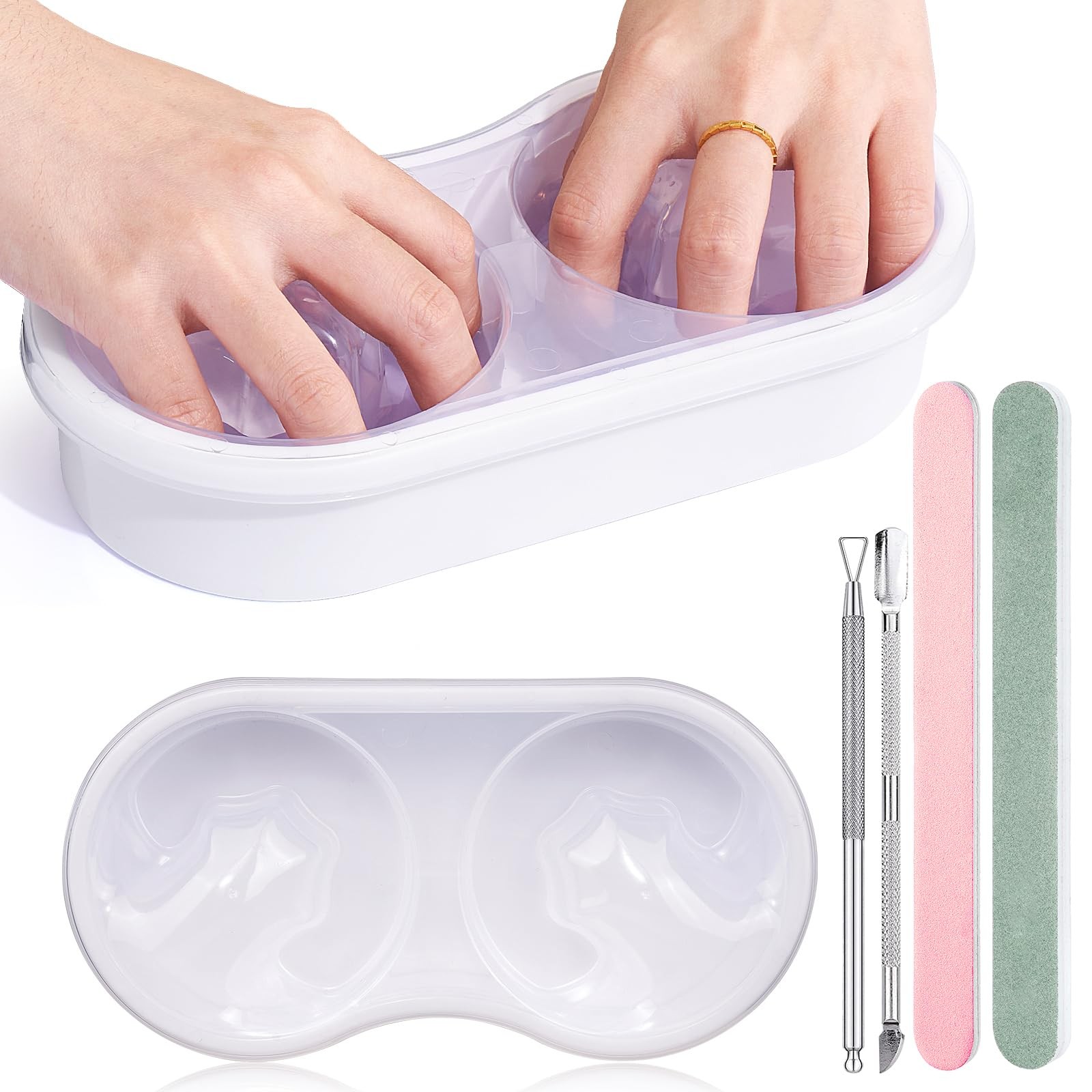 Dual Nail Soaking Bowl Acetone Proof: Soak Off Gel D2-White for most hands