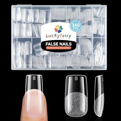Medium Square Nail Tips, 360pcs Soft Gel Pre-Shaped Acrylic B3-Medium Square
