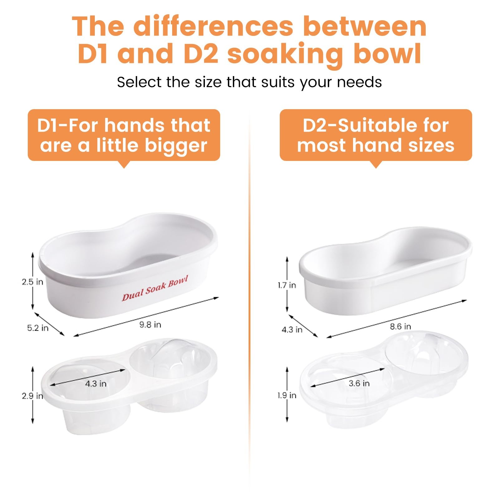 Dual Nail Soaking Bowl Acetone Proof: Soak Off Gel D2-White for most hands