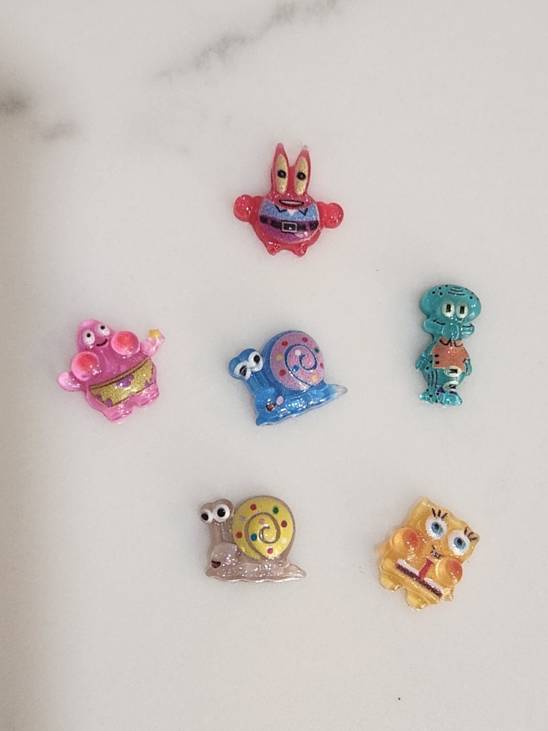 12PCS SpongeBob Cartoon Set 3D Nail Art Charms Resin Manicure Decor Jewelry