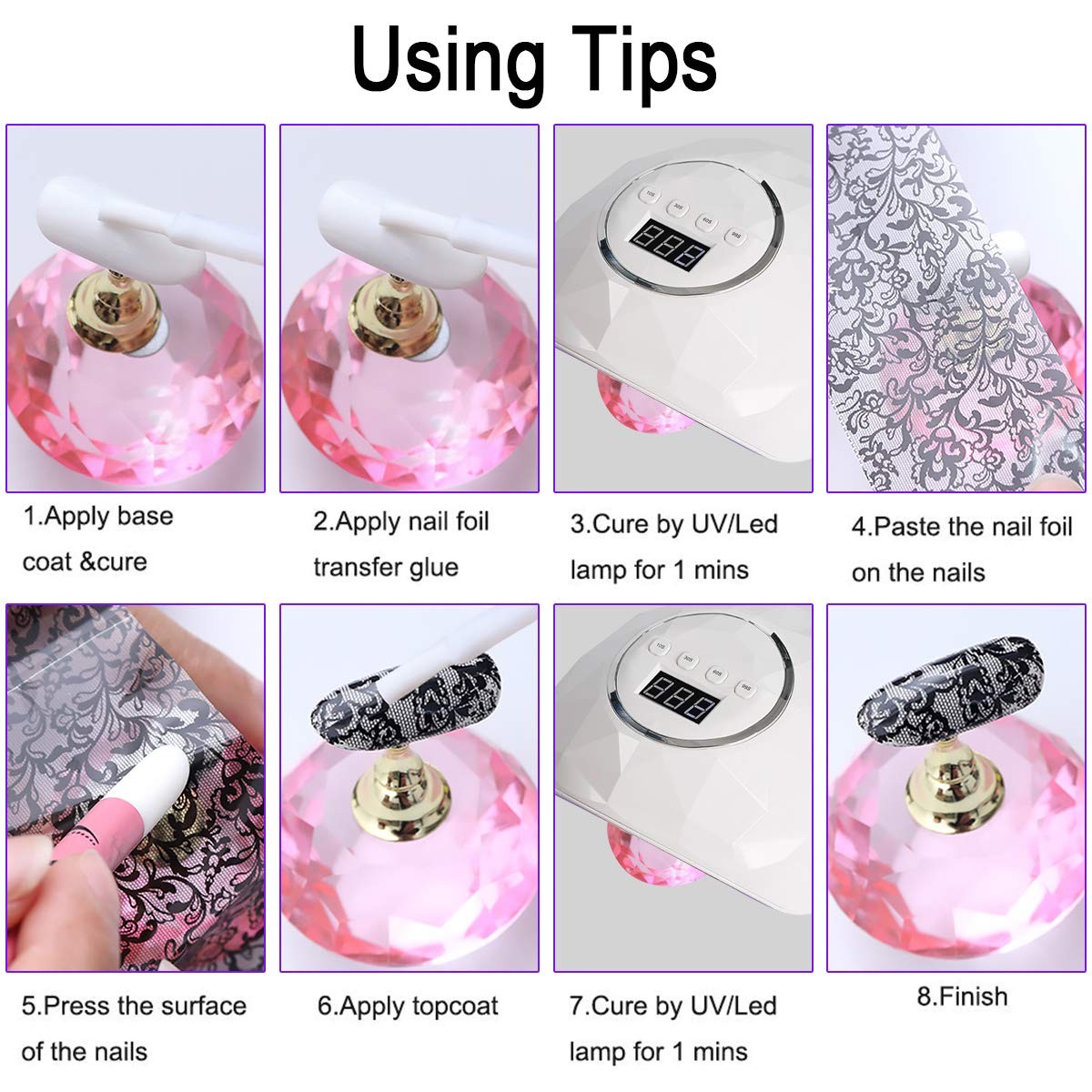 Duufin 300 Sheets Nail Foils Art Transfer Foil Stickers White,colorful