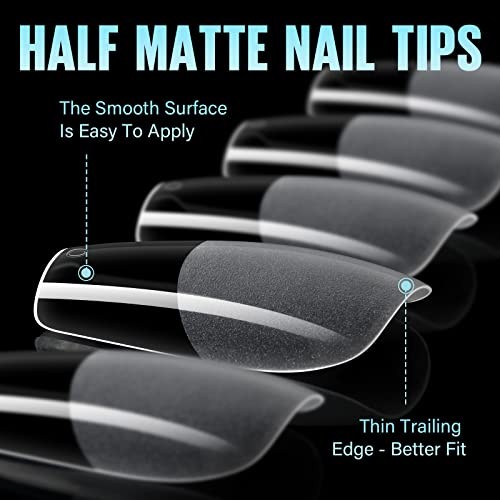 Medium Coffin Nail Tips, 240Pcs Half Matte Nail 240Pcs-Coffin Nails-Medium