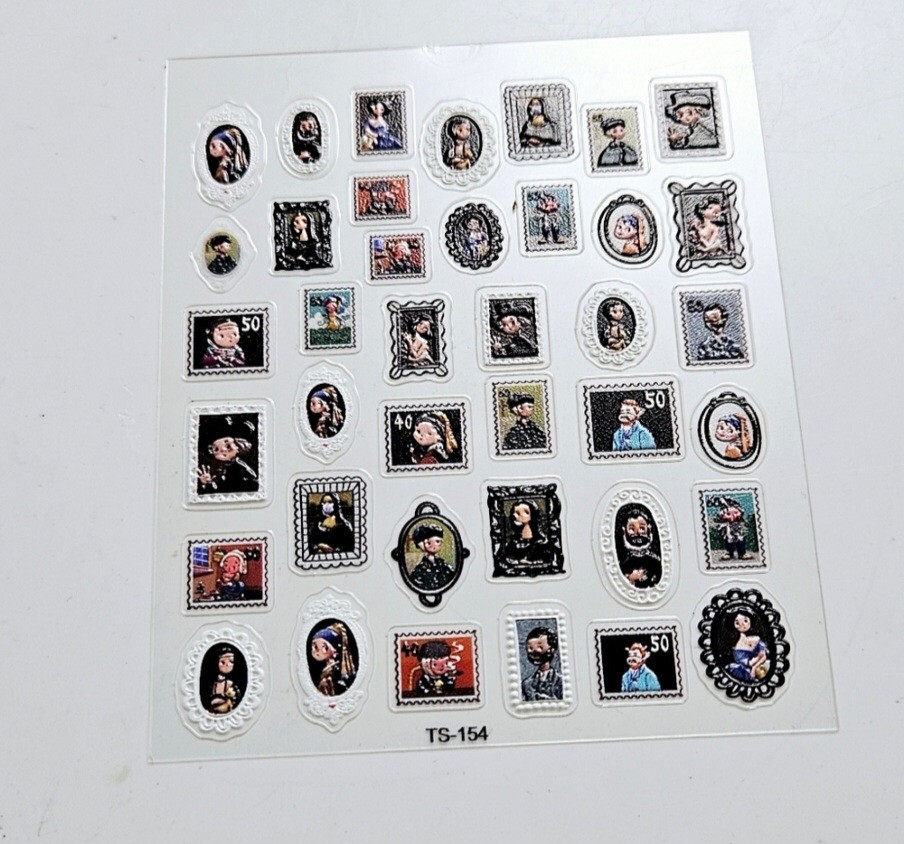 NWT NAIL ART DESIGN 3D SELF-SEAL STICKERS FAMOUS ART & ARTIST’S 🎨