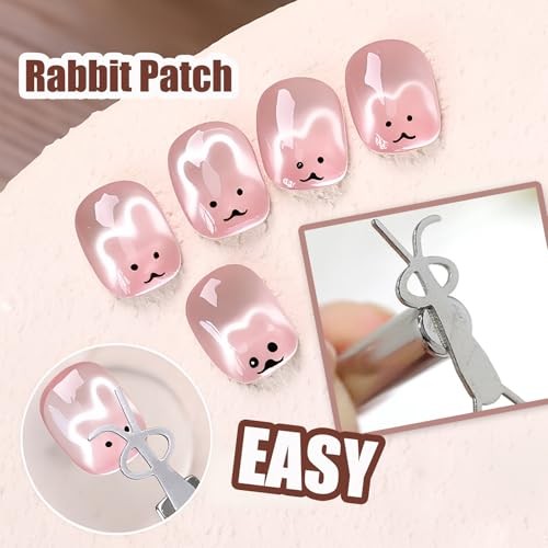 Cat Eye Magnet Nail Art Tools Set for Nails, 3 in 1 Pink Double-Head Gold