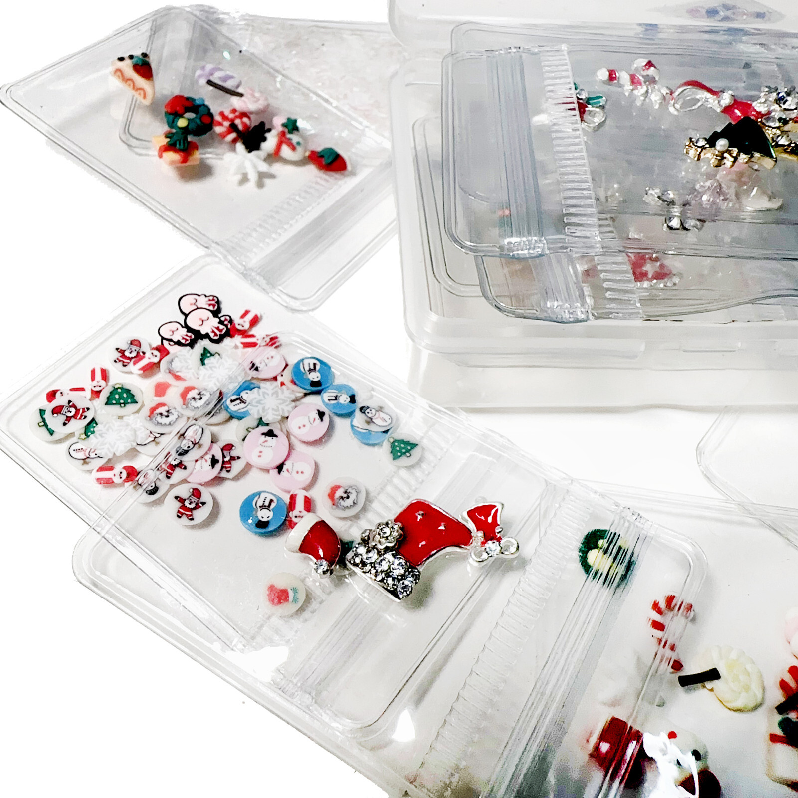 Sparkling Diamonds Christmas Tree Snowman Santa Gloves Deer X’mas Polymer Clay