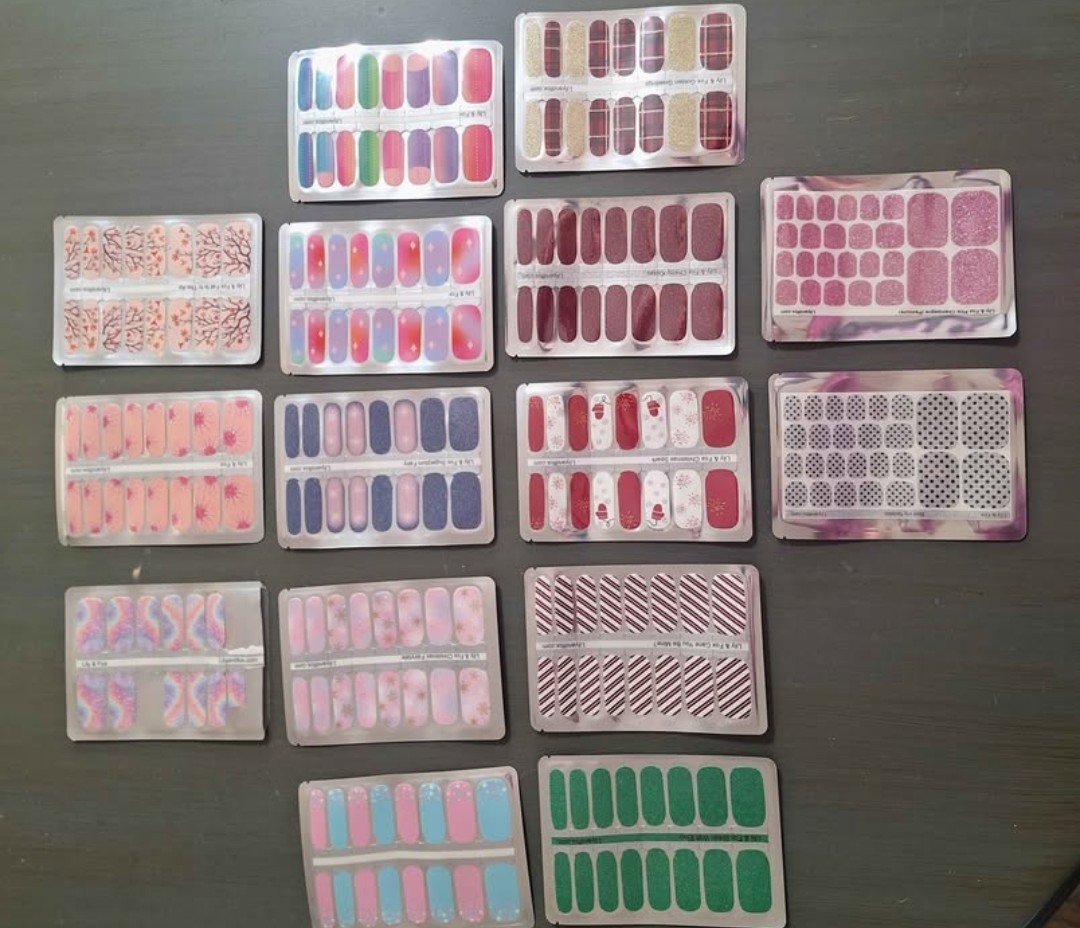 Lily & Fox Multicolor Nail Strips Glitter Matte Patterned Variety Set