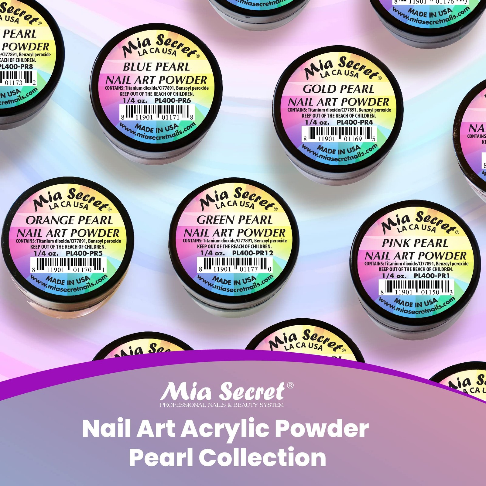12 Colors Mia Secret Acrylic Pearl Collection Professional Acrylic Nail System
