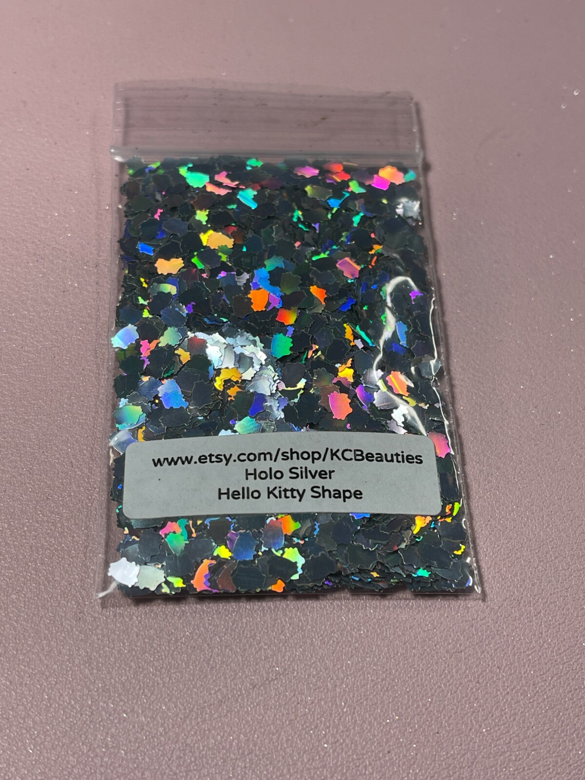 HOLO Silver Hello Kitty Shape Glitter Nail Art Face Festival Crafts US Seller