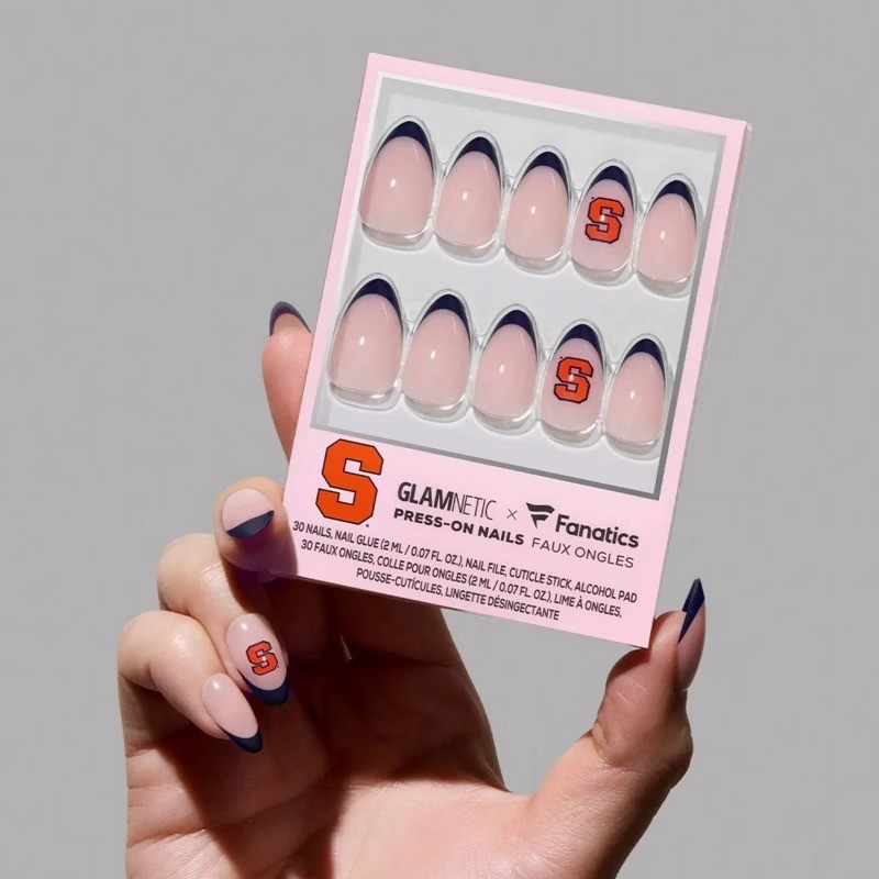 Syracuse Orange Press-On Nails: Almond Shape, Gloss Finish, 30 Pieces