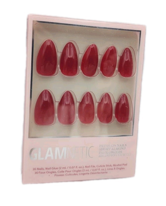 Glamnetic Classic Red Short Almond Press On Nails 30 Nails