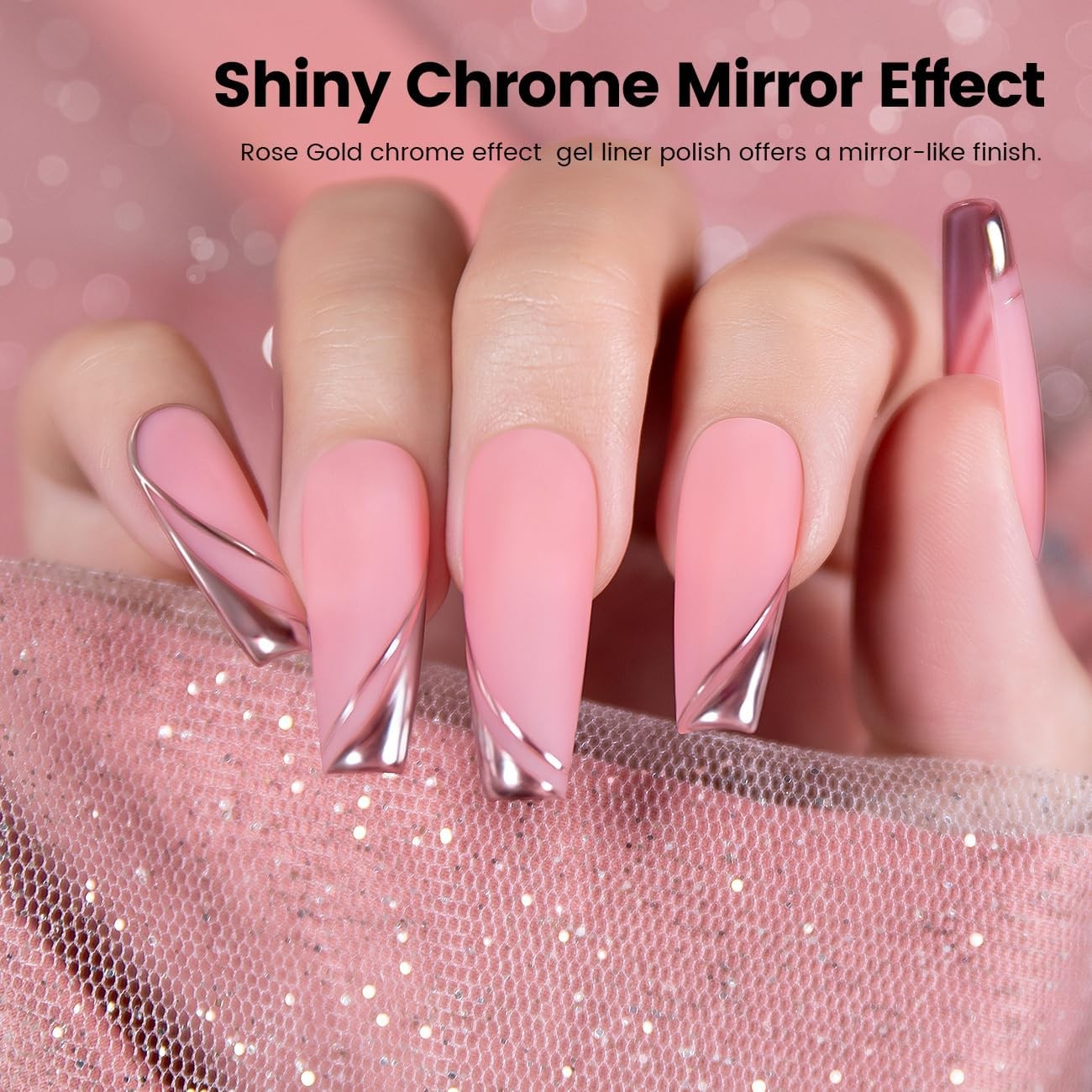 Metallic Chrome l Liner Nail Art 3D Mirror Sier and Rose Gold