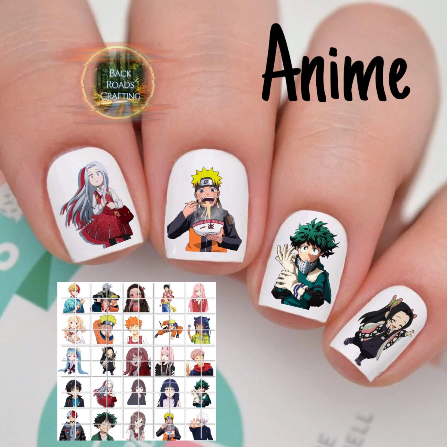 Anime Waterslide Nail Art Decals Set Of 50 & Instructions and bonus