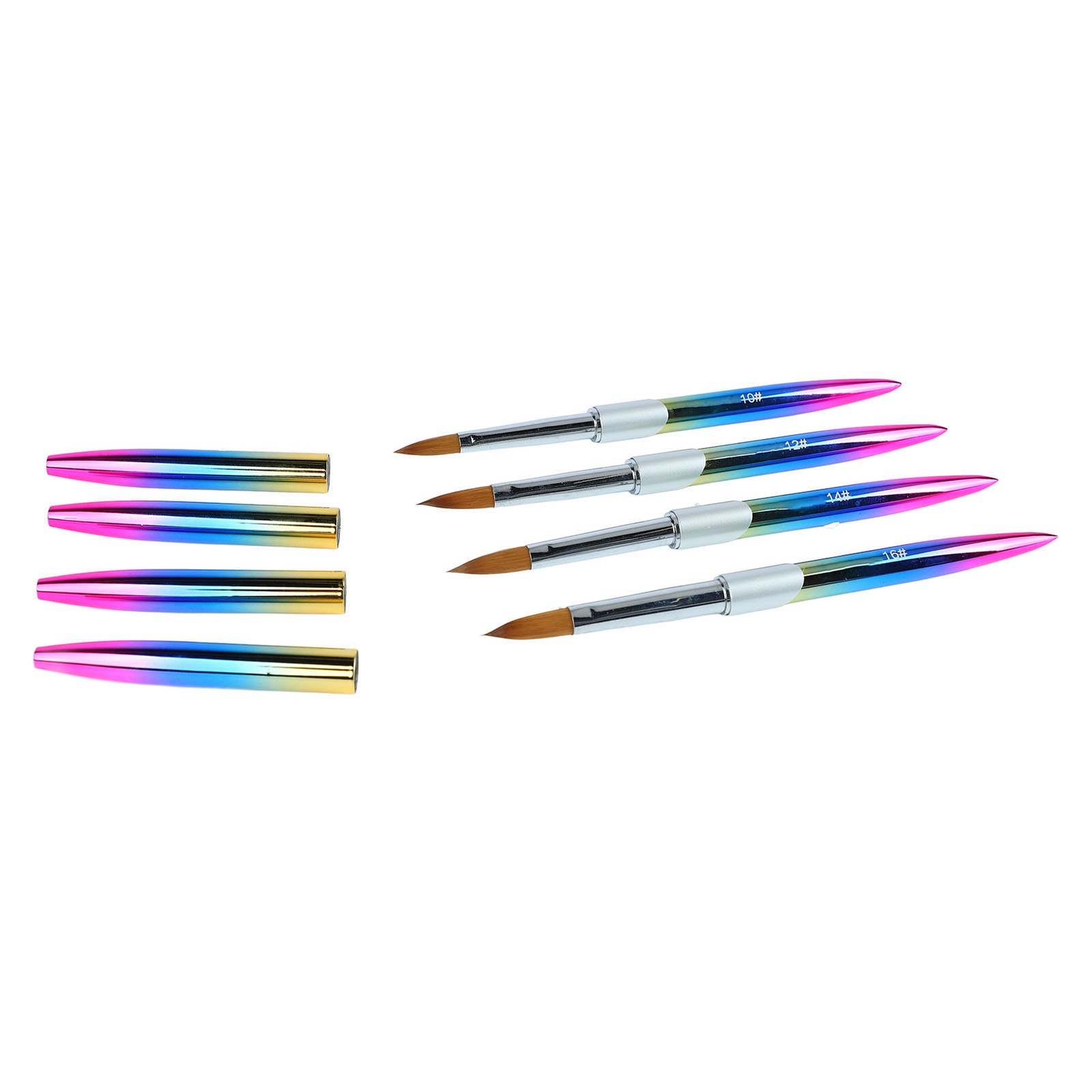 4pcs Nail Art Brush Set Aluminum Tube Ergonomic Handle Firm Flexible Soft Hair