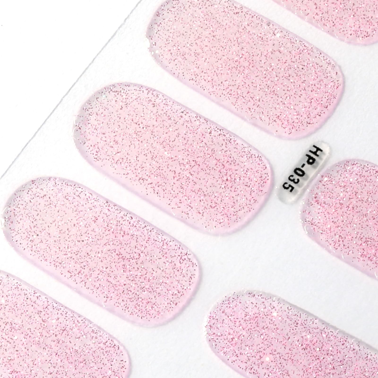 Xindojuz 16 PCS Pink Semi Cured Nail Strips Wraps, Black White Glitter Press …