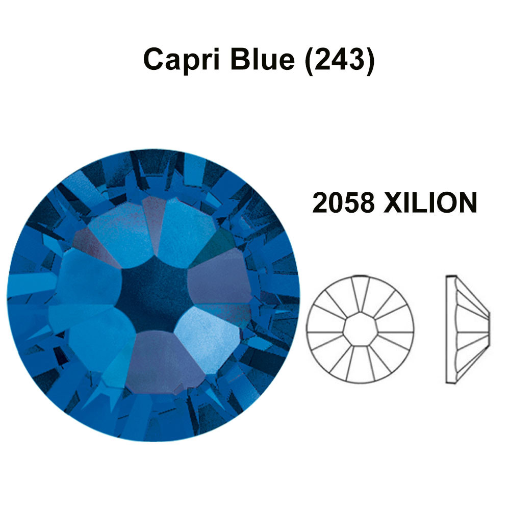 Swarovski 2058/2088 crystal flatback No-Hotfix rhinestones 144 CAPRI BLUE (243)
